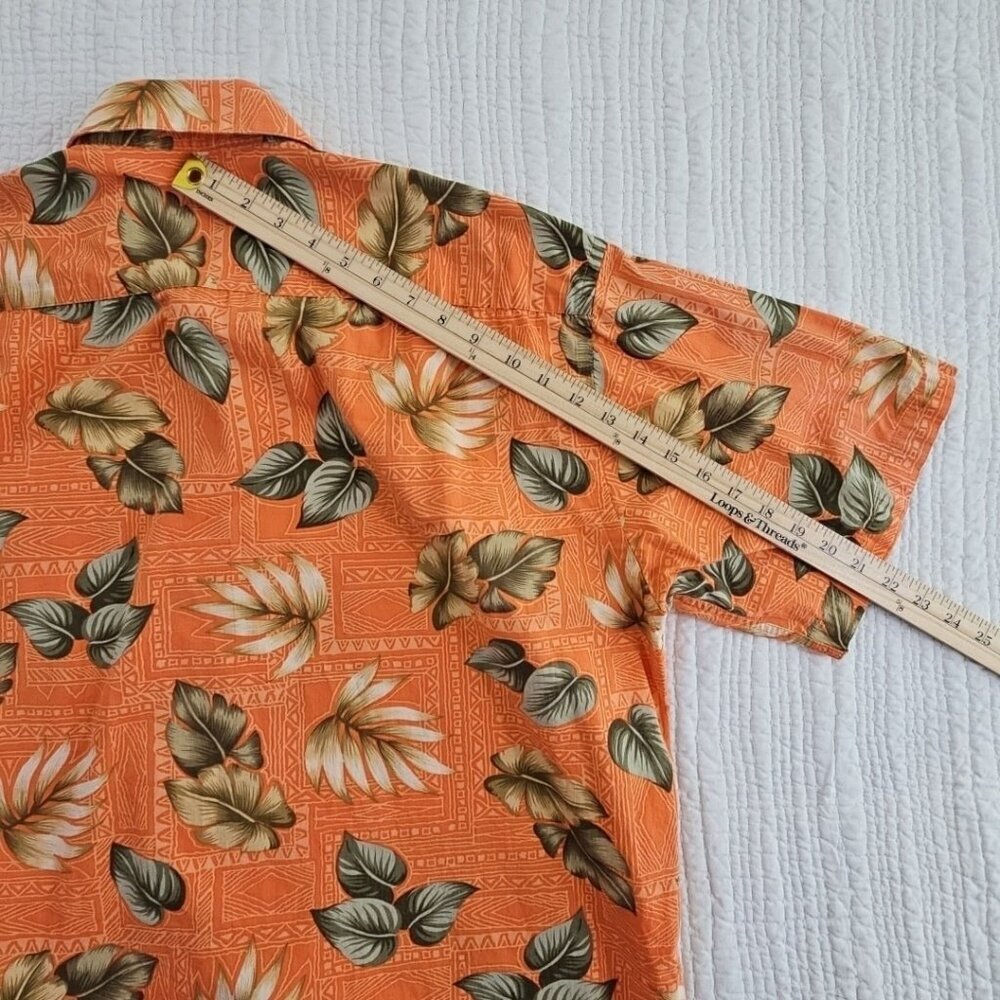 Pierre Cardin Tropical Short Sleeve Button Down Shirt Men's XL Cotton Orange EUC - Picture 12 of 14